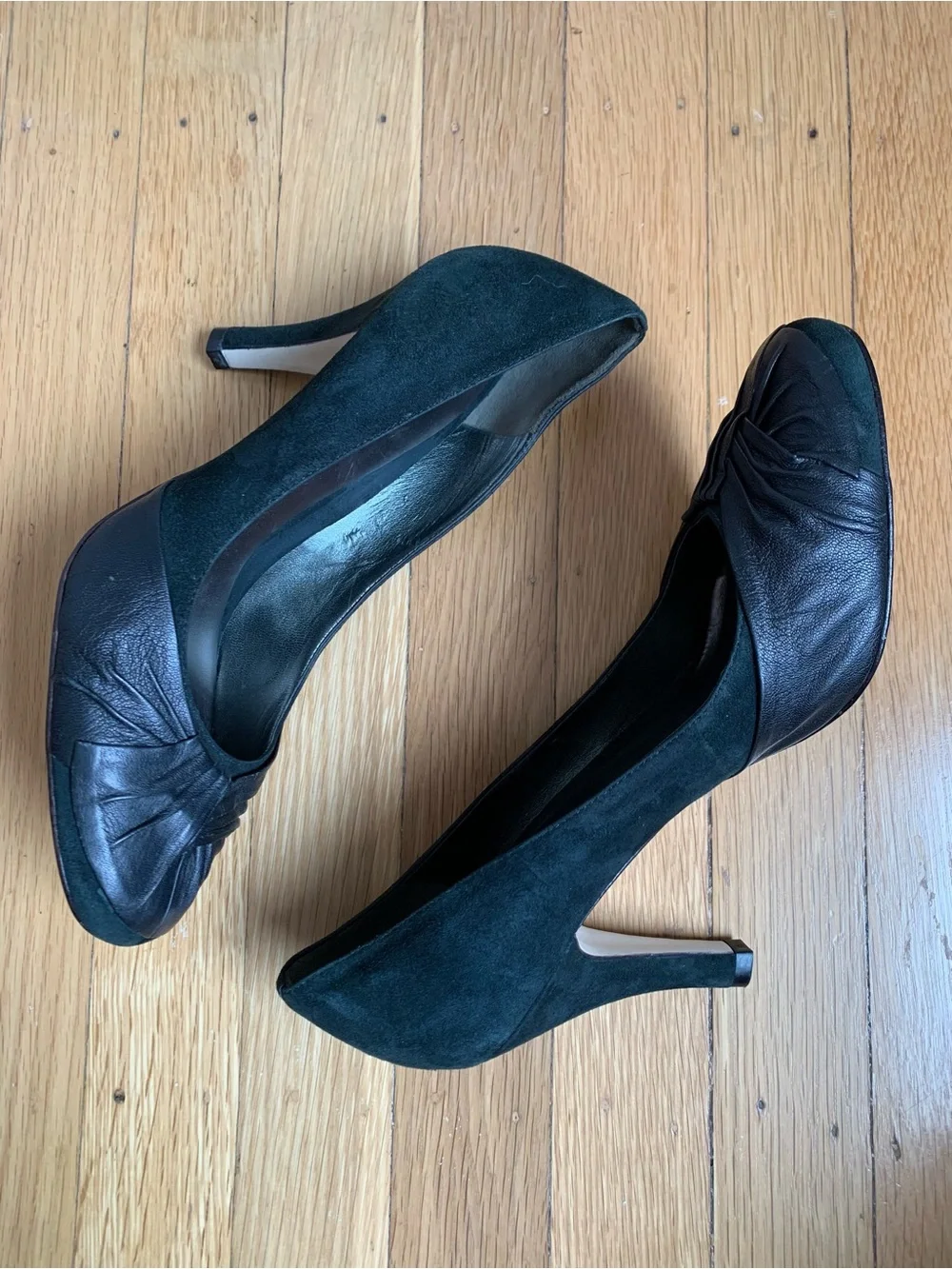 NWOB ARTURO CHIANG Dark Navy/Teal Baby Doll Toe Heels/Pumps Size 8.5M/Fits 8M